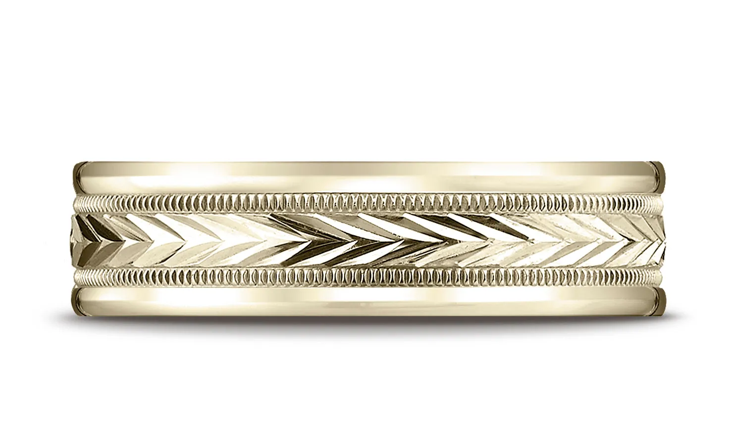 Benchmark 10K Yellow Gold 6mm Comfort-Fit Harvest of Love Round Edge Carved Design Wedding Band Ring