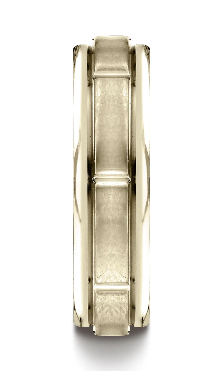 Benchmark 10K Yellow Gold 6mm Comfort-Fit Satin-Finish 8 Center Cuts and Round Edge Carved Design Ring