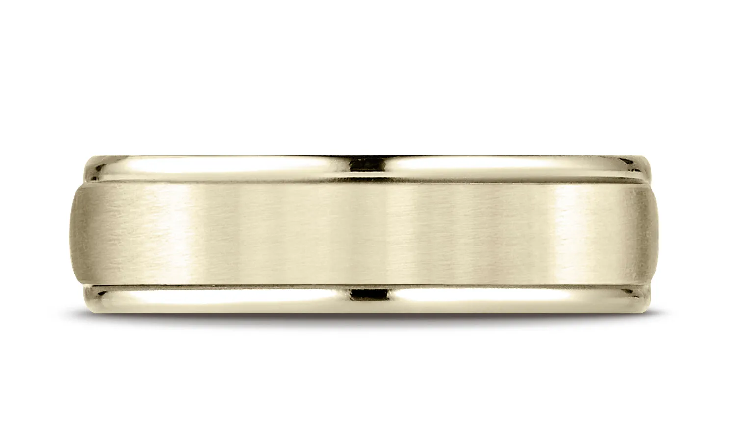 Benchmark 10K Yellow Gold 6mm Comfort-Fit Satin Finish High Polish Round Edge Carved Design Wedding Band