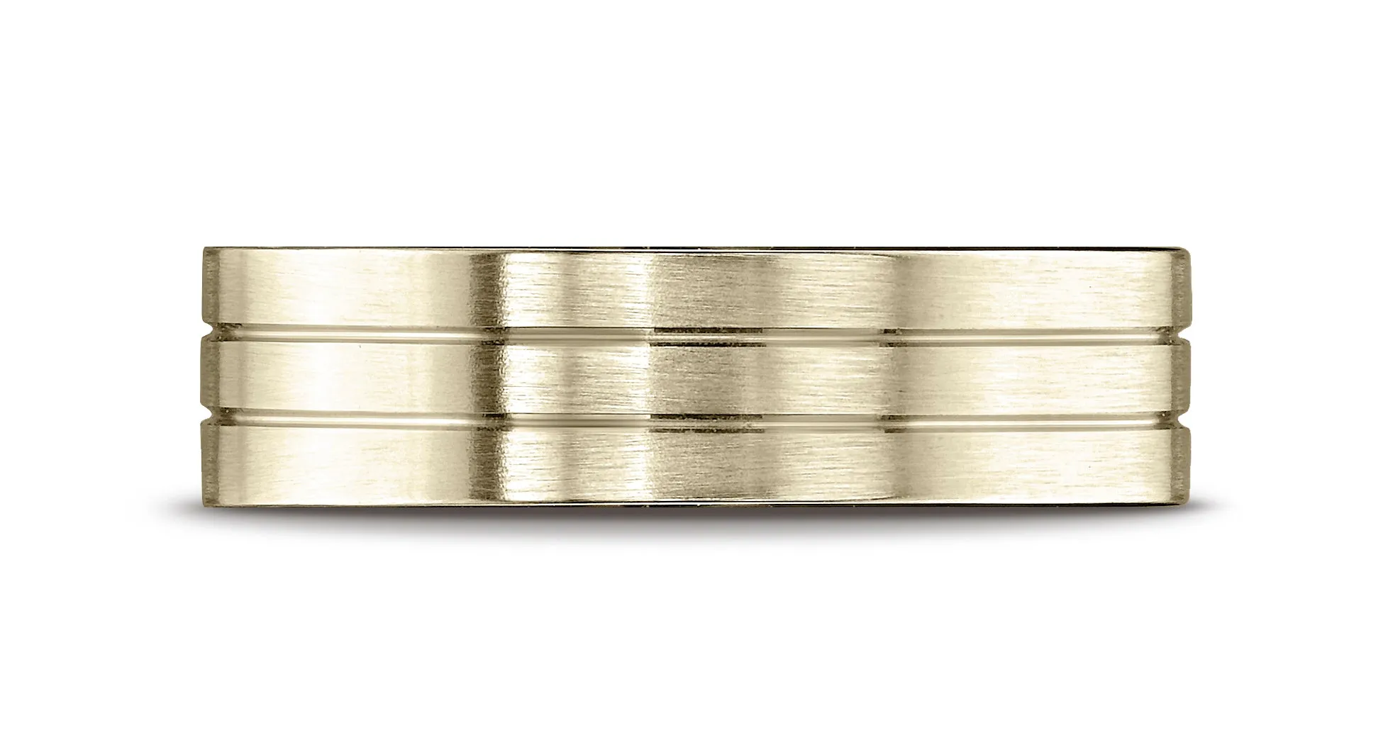 Benchmark 10K Yellow Gold 6mm Comfort-Fit with Parallel Center Cuts Carved Design Wedding Band Ring
