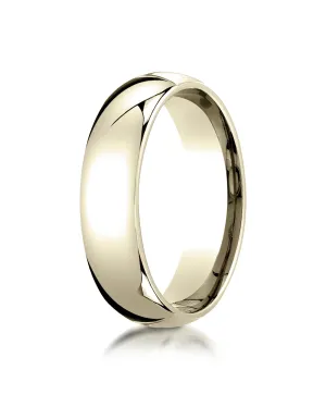 Benchmark 10K Yellow Gold 6mm Slightly Domed Standard Comfort-Fit Wedding Band Ring (Sizes 4 - 15 )