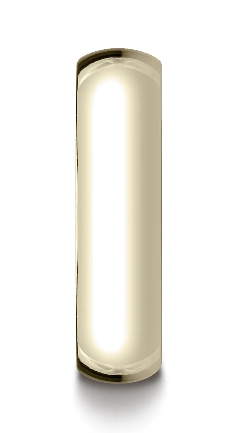 Benchmark 10K Yellow Gold 6mm Slightly Domed Standard Comfort-Fit Wedding Band Ring (Sizes 4 - 15 )