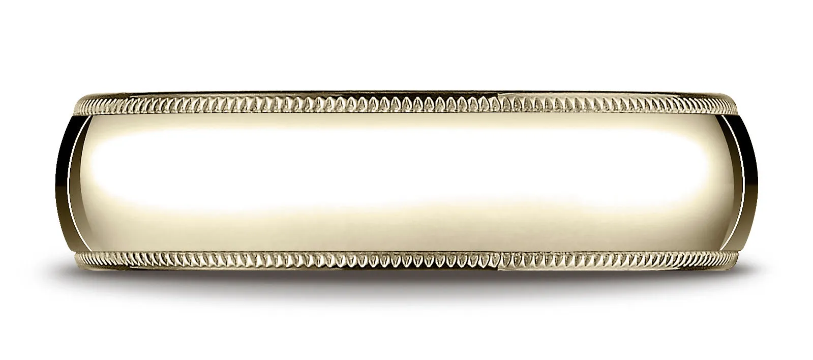 Benchmark 10K Yellow Gold 6mm Slightly Domed Standard Comfort-Fit Wedding Band Ring with Milgrain