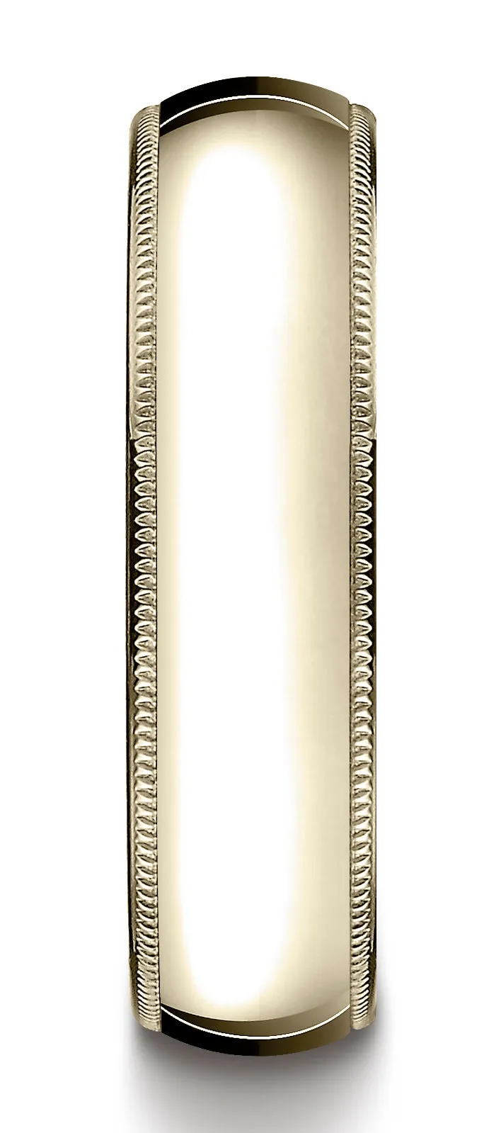 Benchmark 10K Yellow Gold 6mm Slightly Domed Standard Comfort-Fit Wedding Band Ring with Milgrain