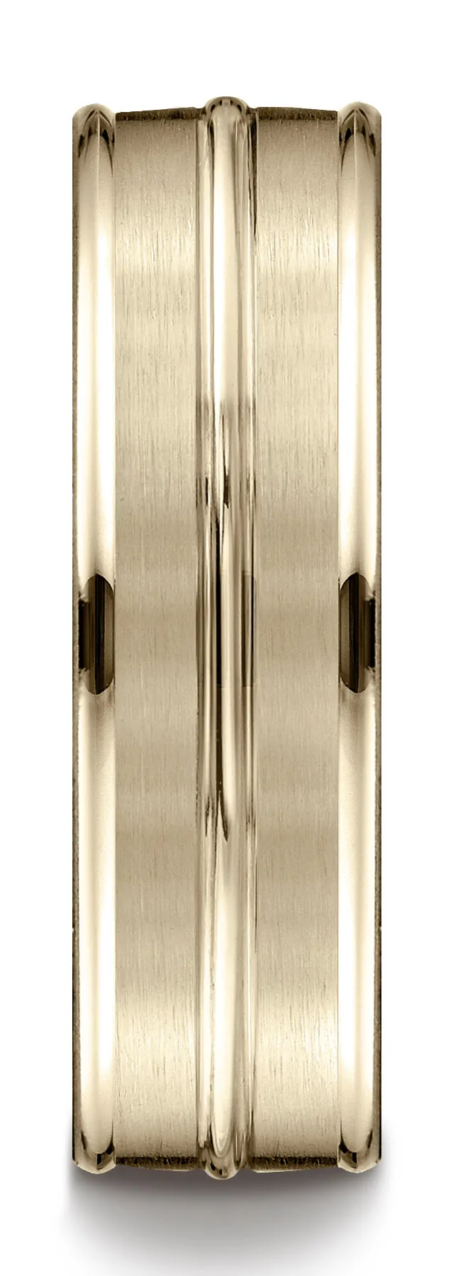 Benchmark 10k Yellow Gold 7mm Comfort-Fit Satin-Finish and Round Edge Carved Design Band, (Sizes 4-15)