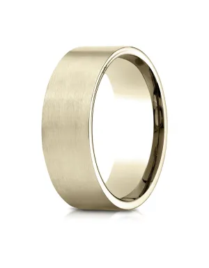 Benchmark 10K Yellow Gold 8mm Comfort-Fit Satin-Finished Carved Design Wedding Band Ring (Sizes 4 - 15 )