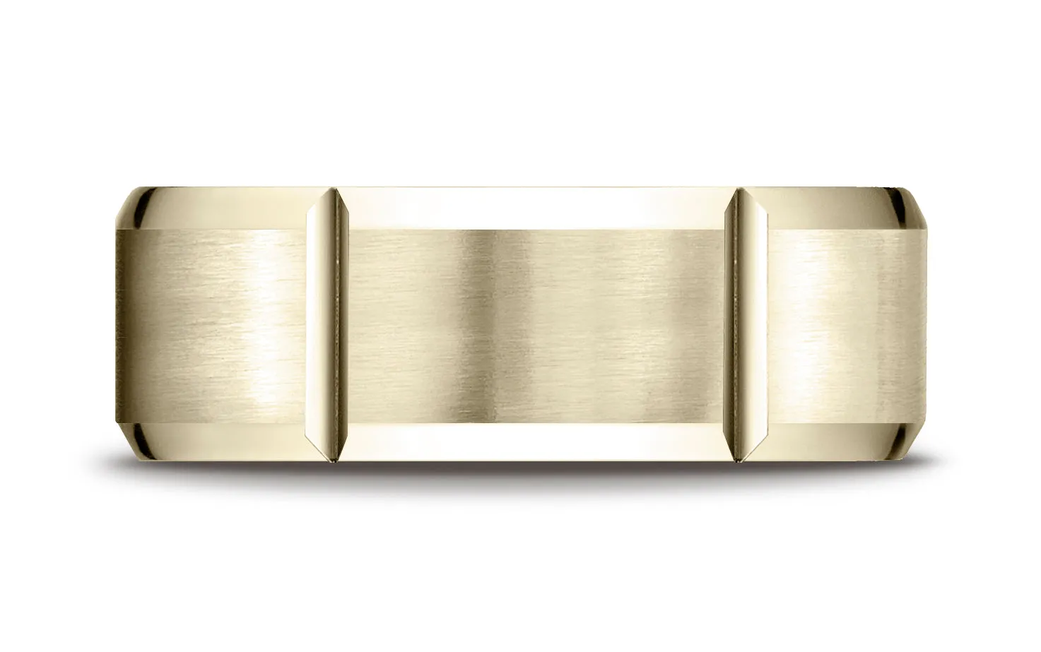 Benchmark 10K Yellow Gold 8mm Comfort-Fit Satin-Finished Grooves Carved Design Wedding Band Ring