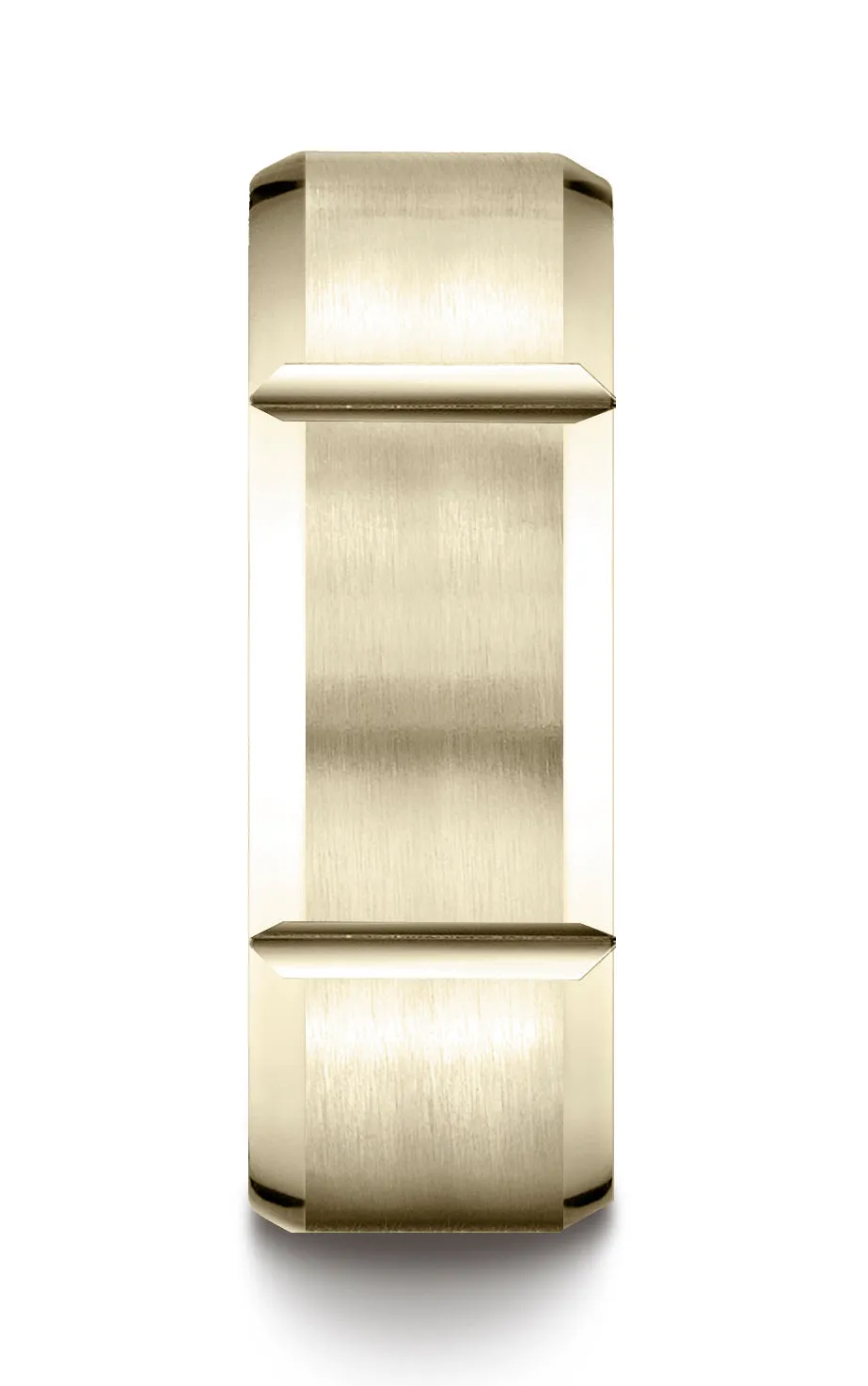 Benchmark 10K Yellow Gold 8mm Comfort-Fit Satin-Finished Grooves Carved Design Wedding Band Ring