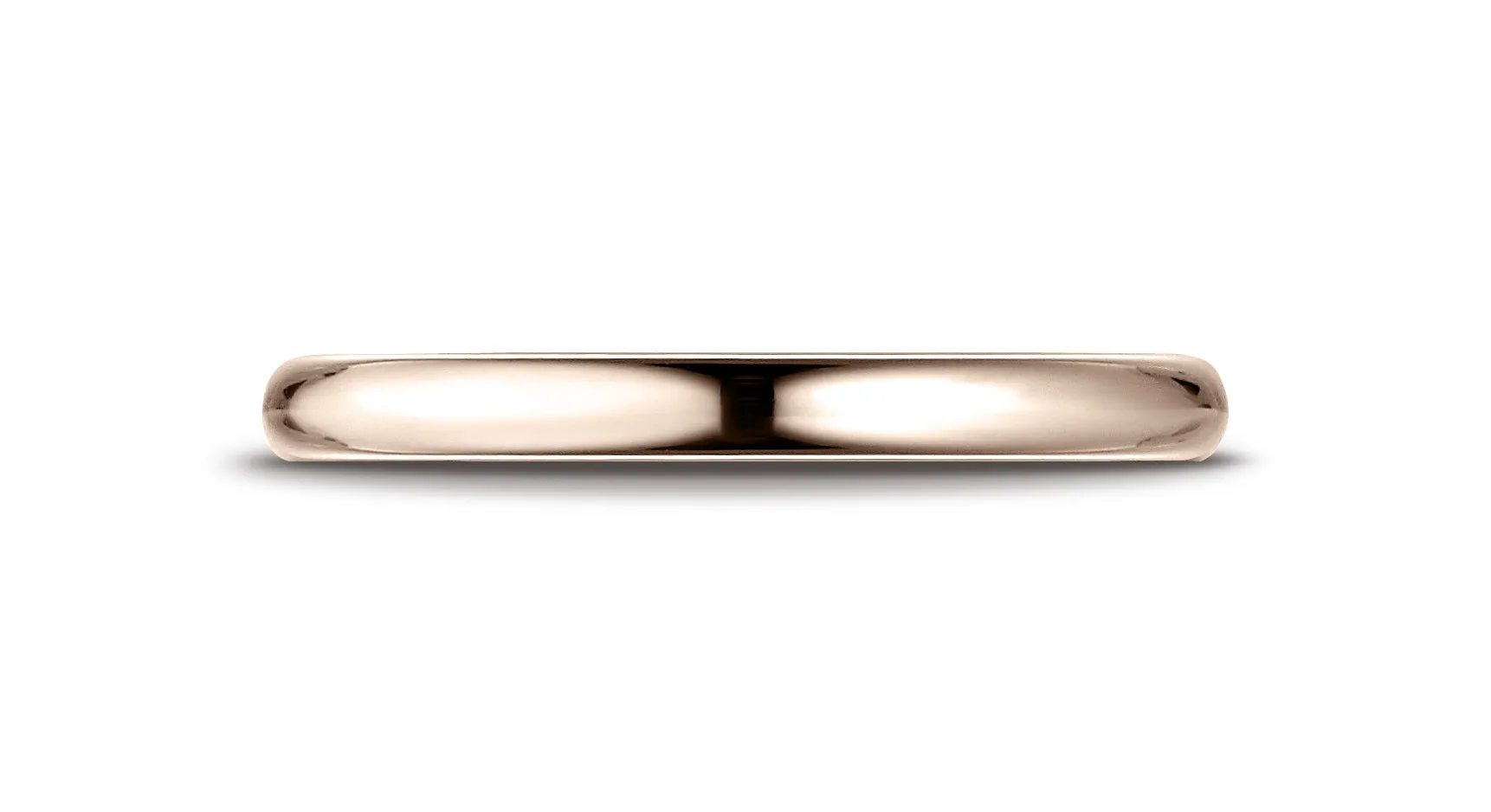 Benchmark 14K Rose Gold 2.5mm Slightly Domed Standard Comfort-Fit Wedding Band Ring (Sizes 4 - 15 )