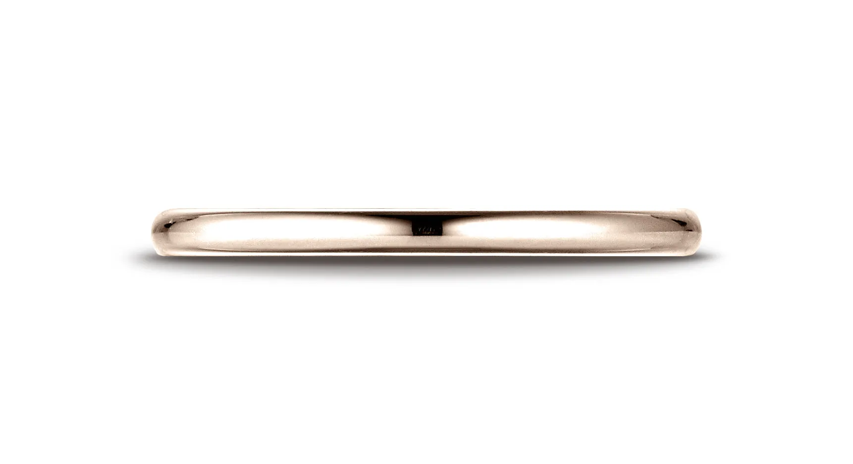 Benchmark 14K Rose Gold 2mm Slightly Domed Standard Comfort-Fit Wedding Band Ring (Sizes 4 - 15 )