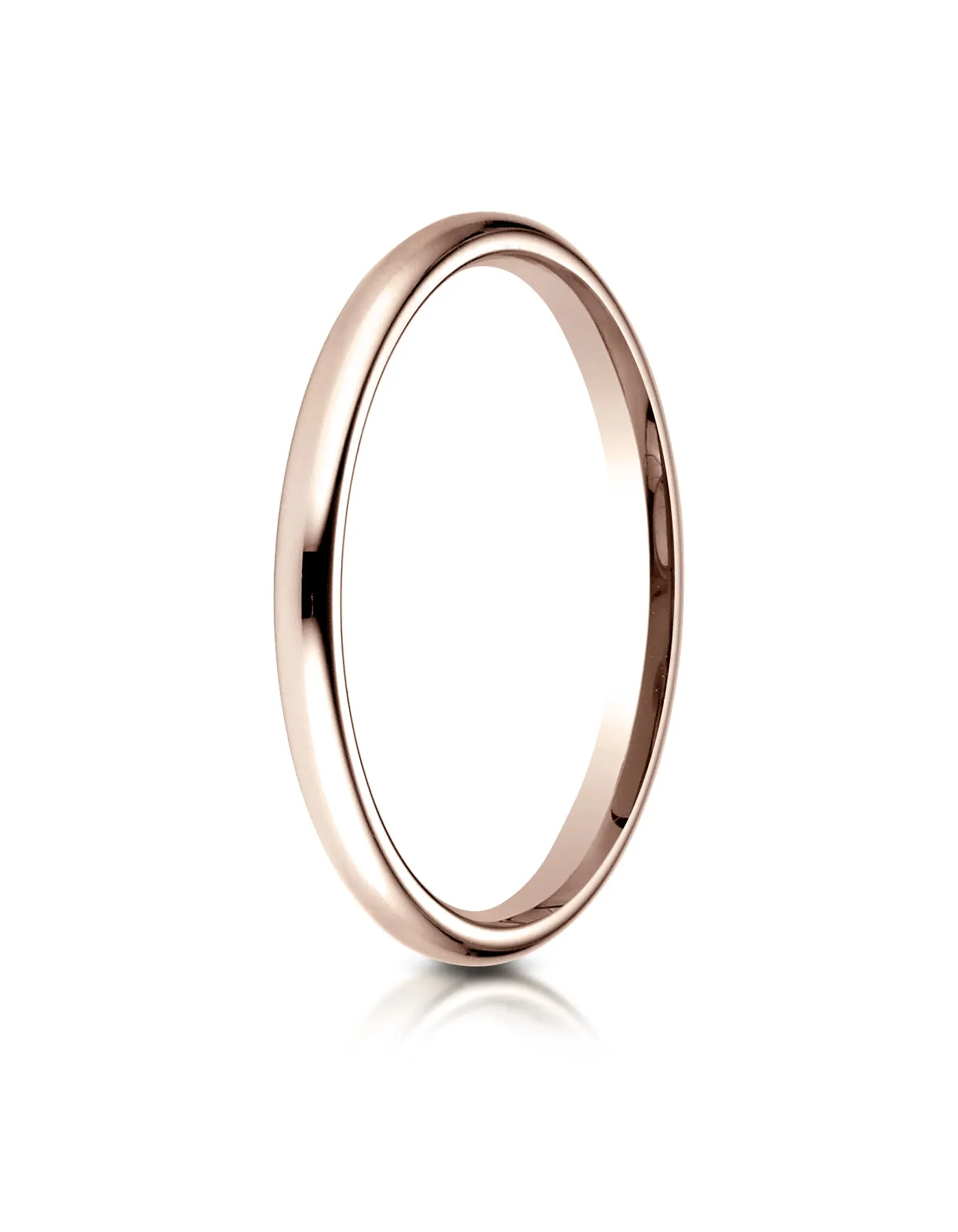 Benchmark 14K Rose Gold 2mm Slightly Domed Standard Comfort-Fit Wedding Band Ring (Sizes 4 - 15 )