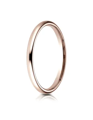Benchmark 14K Rose Gold 2mm Slightly Domed Standard Comfort-Fit Wedding Band Ring (Sizes 4 - 15 )