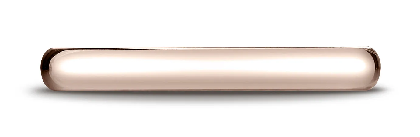 Benchmark 14K Rose Gold 3mm Slightly Domed Standard Comfort-Fit Wedding Band Ring (Sizes 4 - 15 )