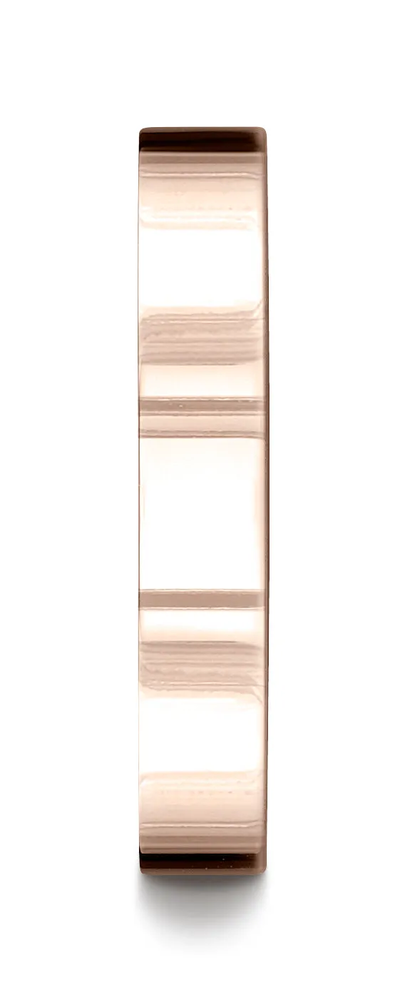 Benchmark 14K Rose Gold 4mm Flat Comfort-Fit Wedding Band Ring (Sizes 4 - 15 )