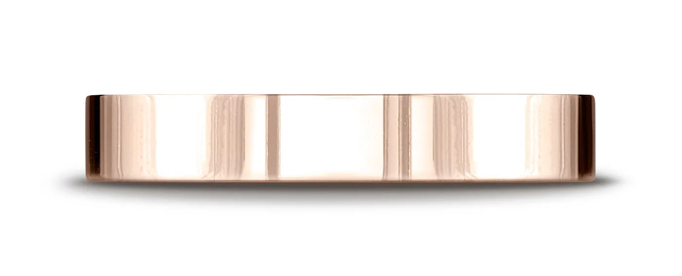 Benchmark 14K Rose Gold 4mm Flat Comfort-Fit Wedding Band Ring (Sizes 4 - 15 )