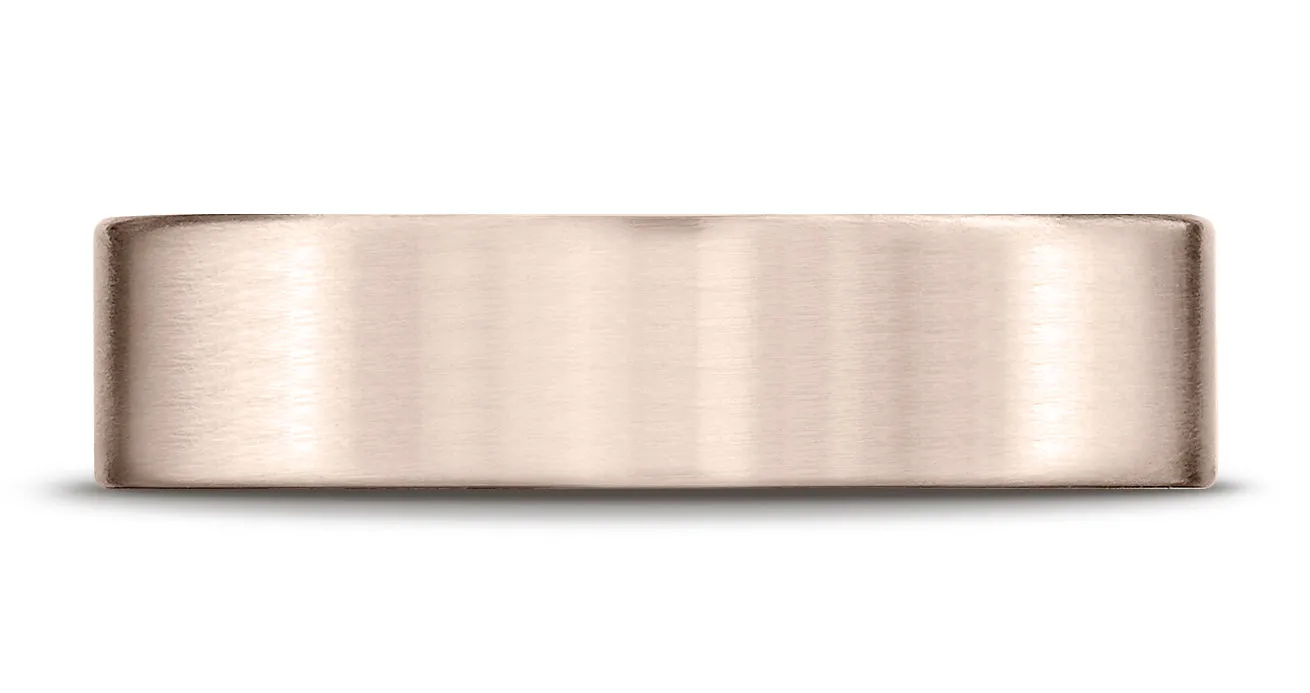 Benchmark 14K Rose Gold 6mm Comfort-Fit Satin-Finished Carved Design Wedding Band Ring (Sizes 4 - 15 )