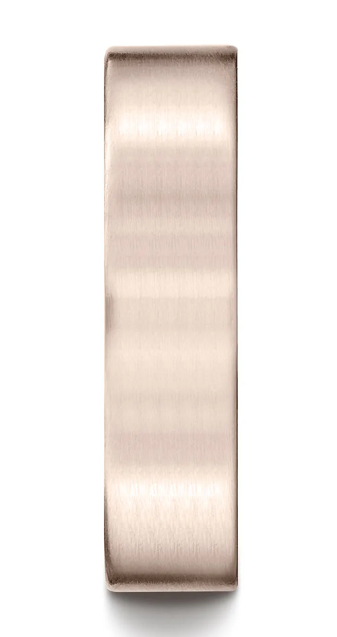 Benchmark 14K Rose Gold 6mm Comfort-Fit Satin-Finished Carved Design Wedding Band Ring (Sizes 4 - 15 )