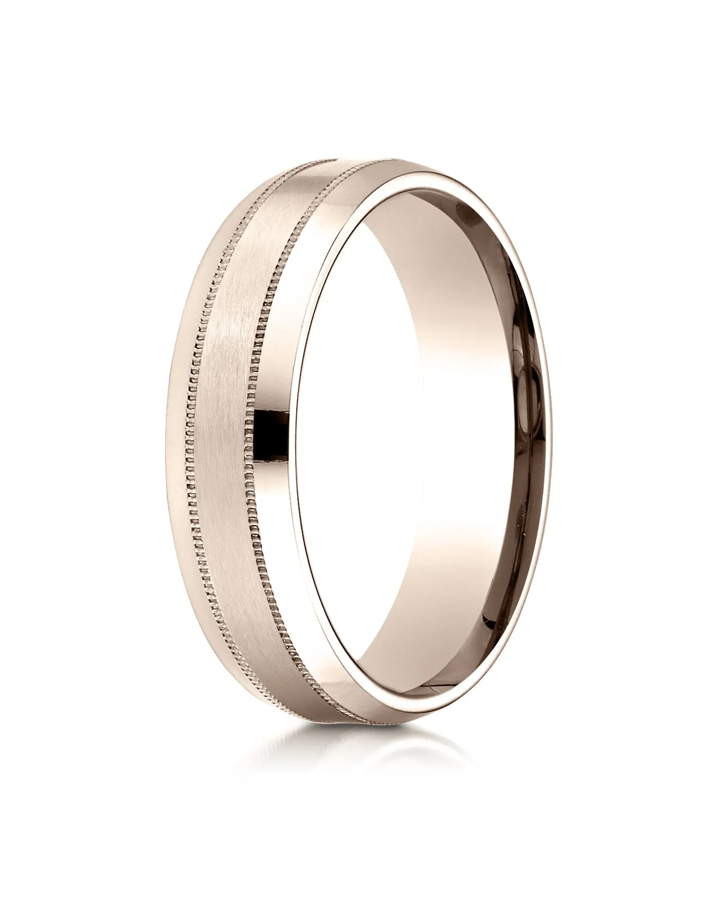 Benchmark 14K Rose Gold 6mm Comfort-Fit Satin-Finished with Milgrain Carved Design Wedding Band Ring