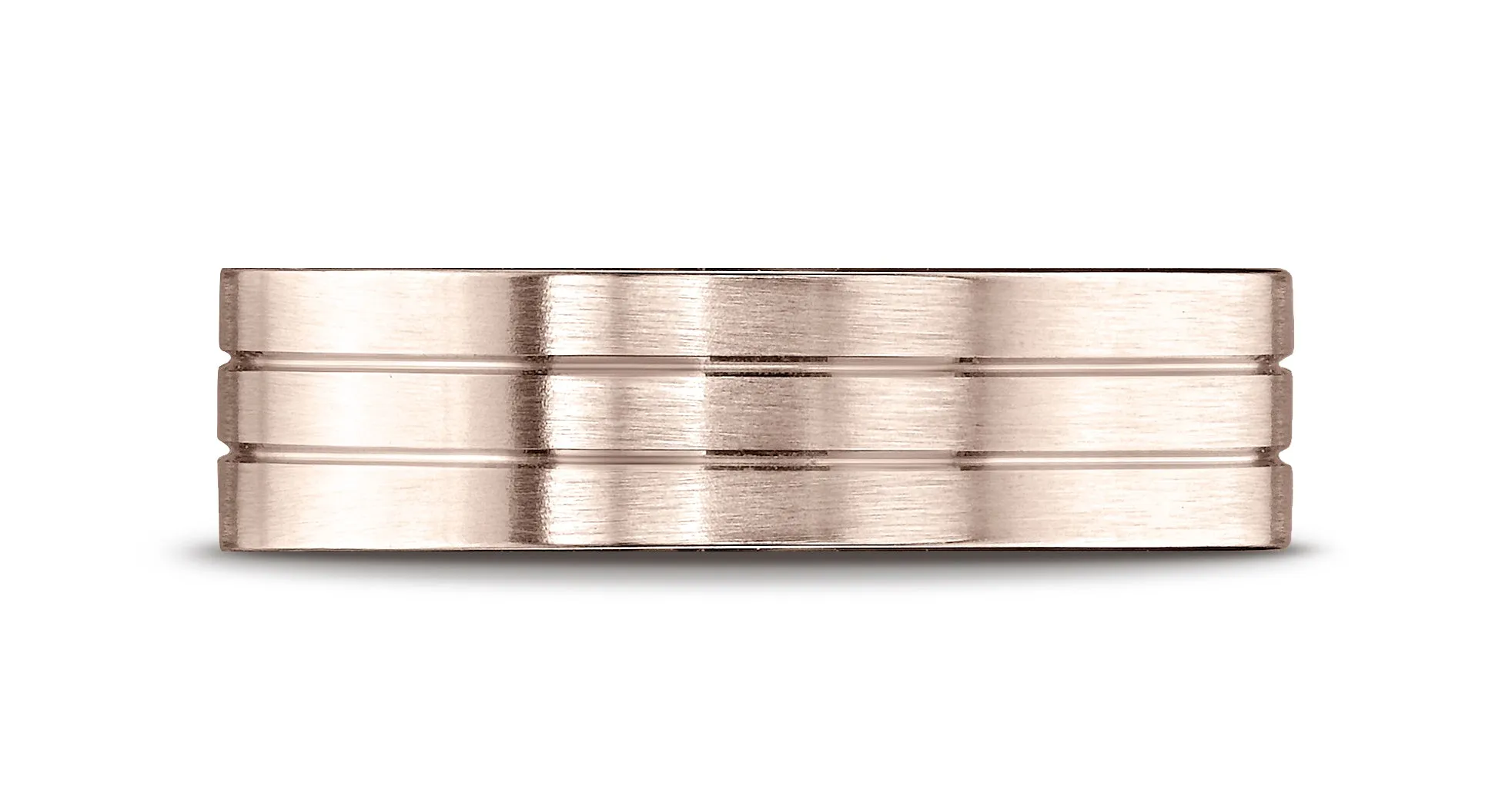 Benchmark 14K Rose Gold 6mm Comfort-Fit with Parallel Center Cuts Carved Design Wedding Band Ring