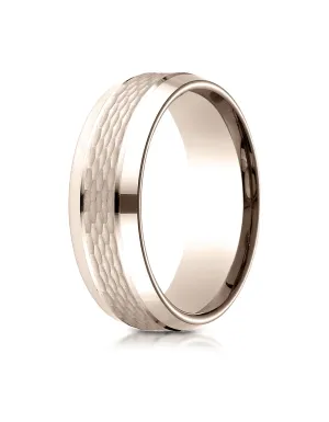 Benchmark 14K Rose Gold 7.5mm Comfort-Fit Chain Link Center w/ High Polish Beveled Edge Wedding Ring