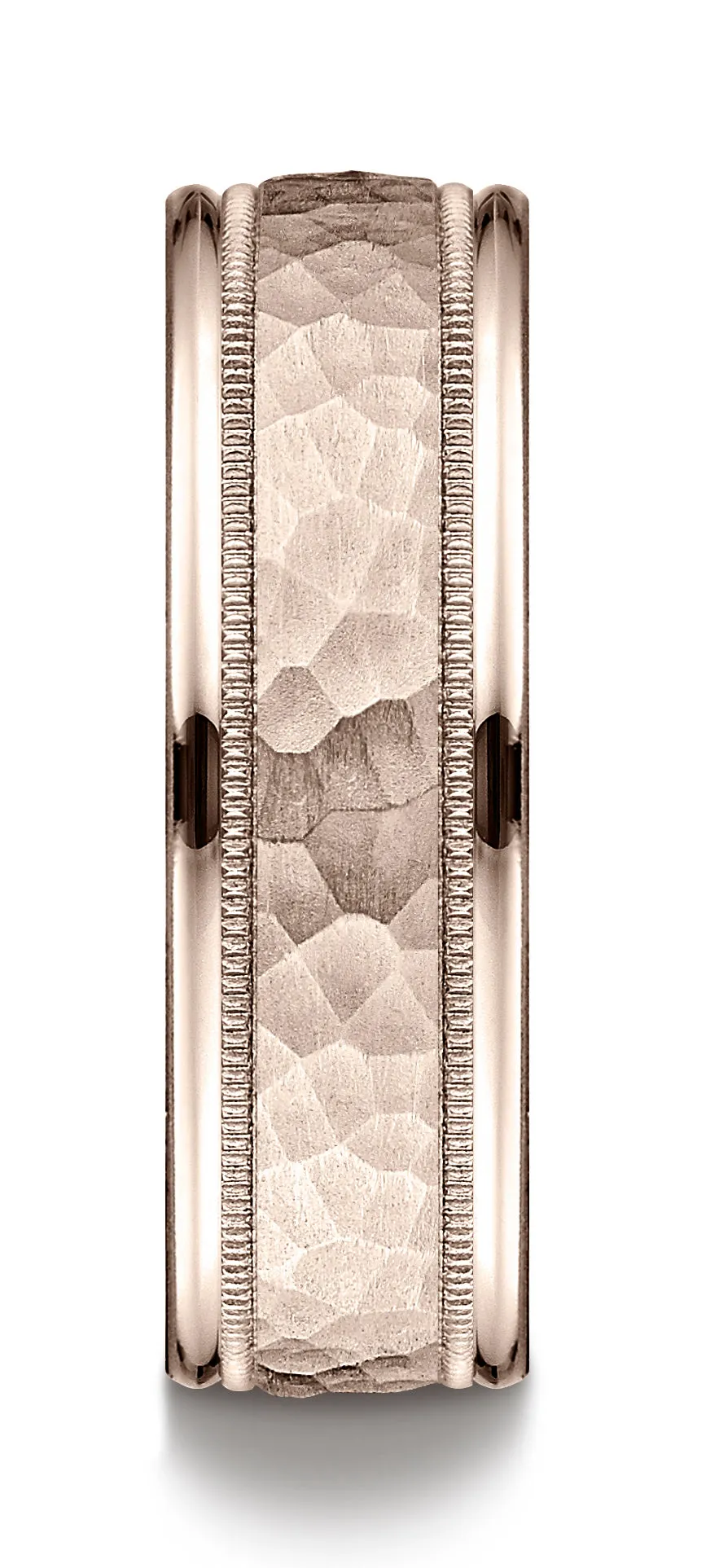 Benchmark 14k Rose Gold 7mm Comfort-Fit High Polished Squared Edge Carved Design Band, (Sizes 6-13)