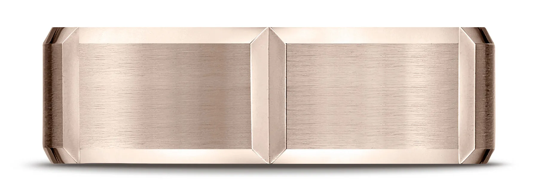 Benchmark 14k Rose Gold 7mm Comfort-Fit Satin-Finished Grooves Carved Design Band, (Sizes 4-15)