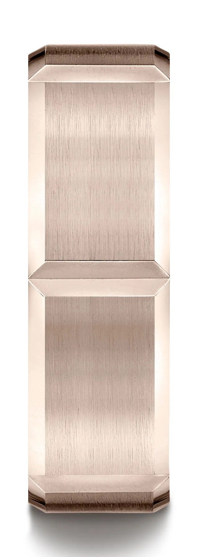Benchmark 14k Rose Gold 7mm Comfort-Fit Satin-Finished Grooves Carved Design Band, (Sizes 4-15)