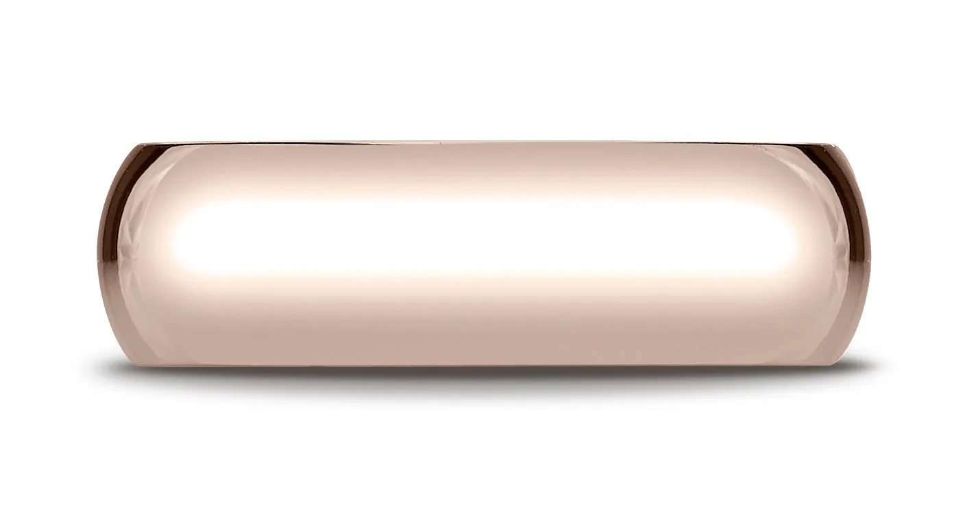 Benchmark 14K Rose Gold 7mm Slightly Domed Standard Comfort-Fit Wedding Band Ring (Sizes 4 - 15 )