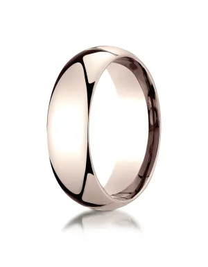 Benchmark 14K Rose Gold 7mm Slightly Domed Standard Comfort-Fit Wedding Band Ring (Sizes 4 - 15 )