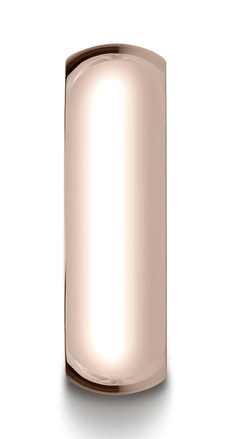 Benchmark 14K Rose Gold 7mm Slightly Domed Standard Comfort-Fit Wedding Band Ring (Sizes 4 - 15 )