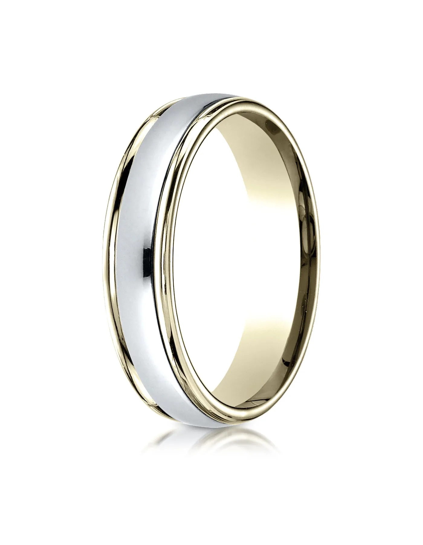 Benchmark 14K Two-Toned Gold 4mm Comfort-Fit High Polished Carved Design Wedding Band (Sizes 6 - 13 )