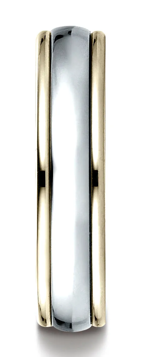 Benchmark 14K Two-Toned Gold 4mm Comfort-Fit High Polished Carved Design Wedding Band (Sizes 6 - 13 )