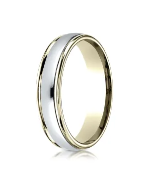 Benchmark 14K Two-Toned Gold 4mm Comfort-Fit High Polished Carved Design Wedding Band (Sizes 6 - 13 )