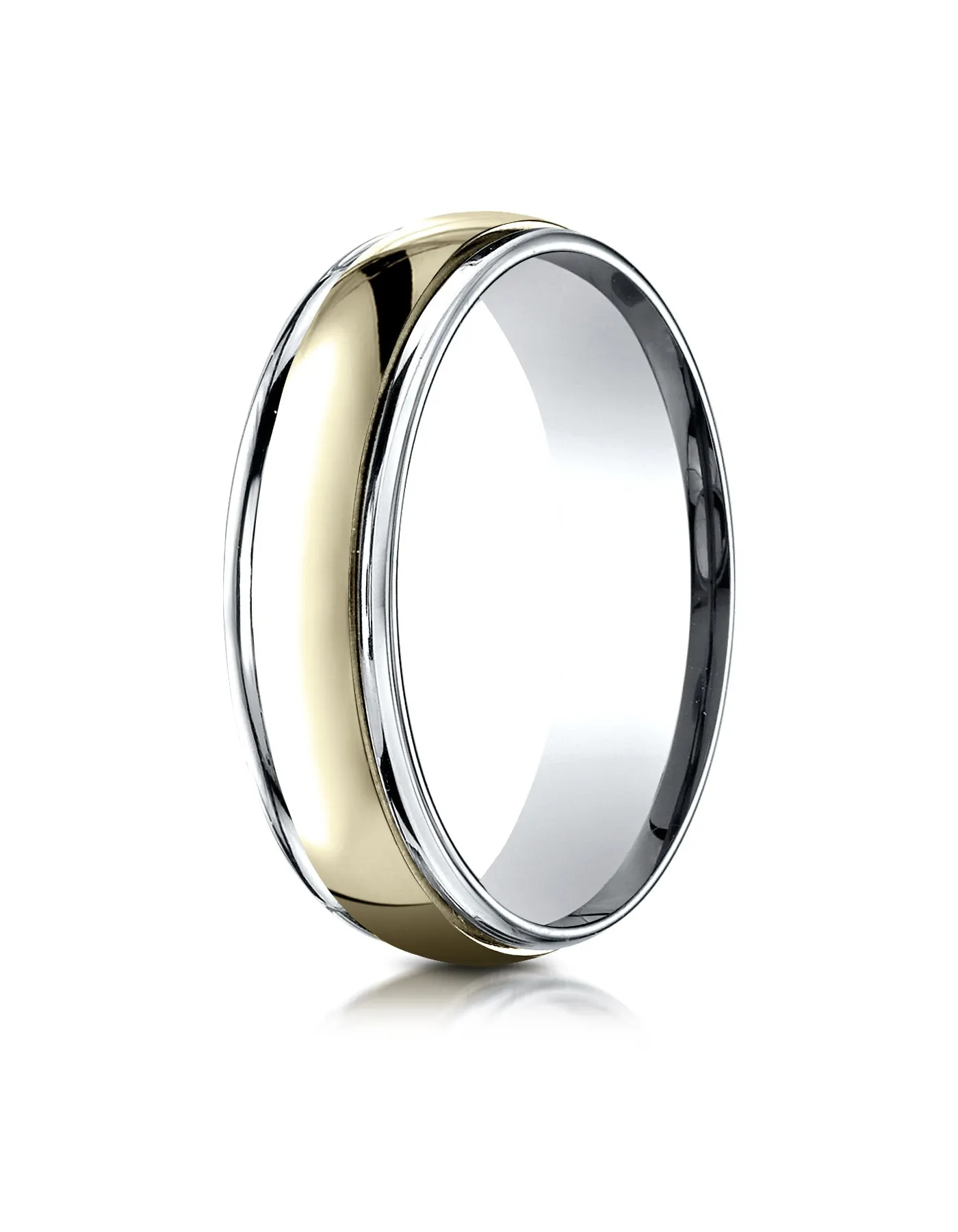 Benchmark 14K Two-Toned Gold 6mm Comfort-Fit High Polished Carved Design Wedding Band (Sizes 6 - 13 )