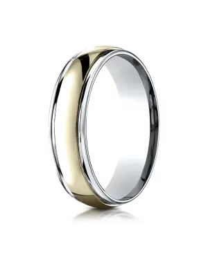 Benchmark 14K Two-Toned Gold 6mm Comfort-Fit High Polished Carved Design Wedding Band (Sizes 6 - 13 )