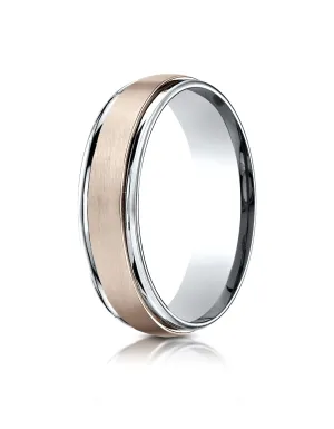 Benchmark 14k Two-Toned Gold 6mm Comfort-Fit Satin Finish Design Band, (Sizes 6-13)