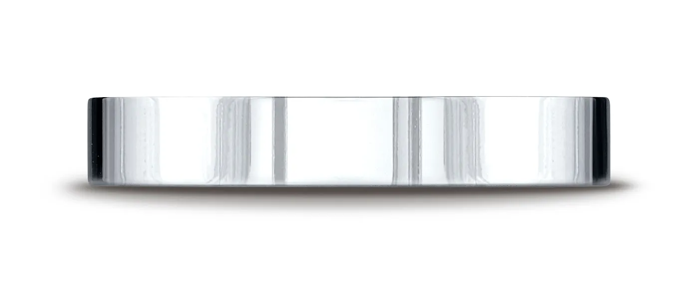 Benchmark 14K White Gold 4mm Flat Comfort-Fit Wedding Band Ring (Sizes 4 - 15 )