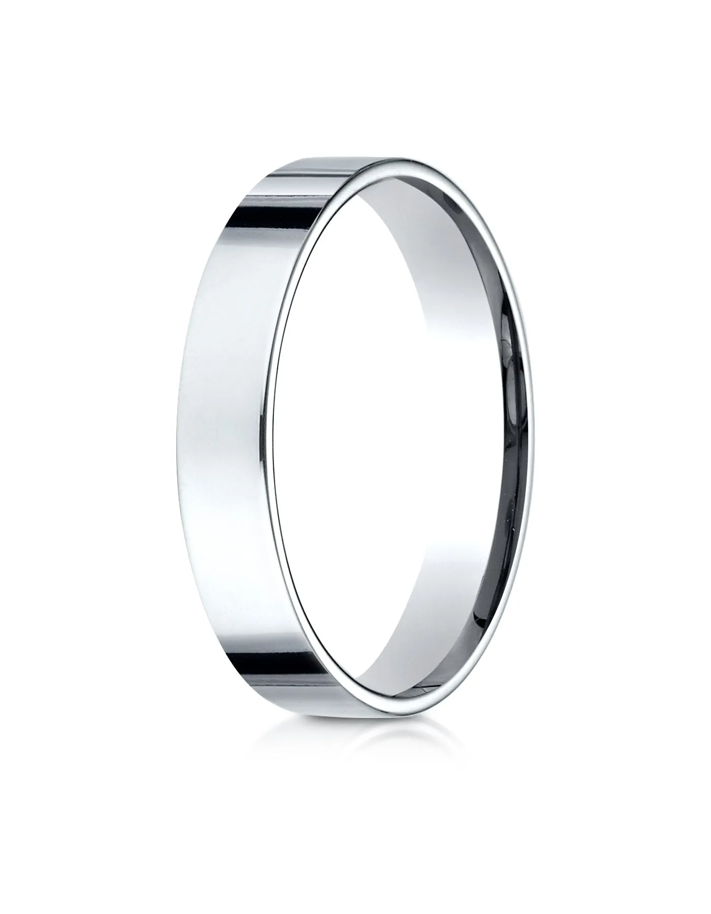 Benchmark 14K White Gold 4mm Flat Comfort-Fit Wedding Band Ring (Sizes 4 - 15 )