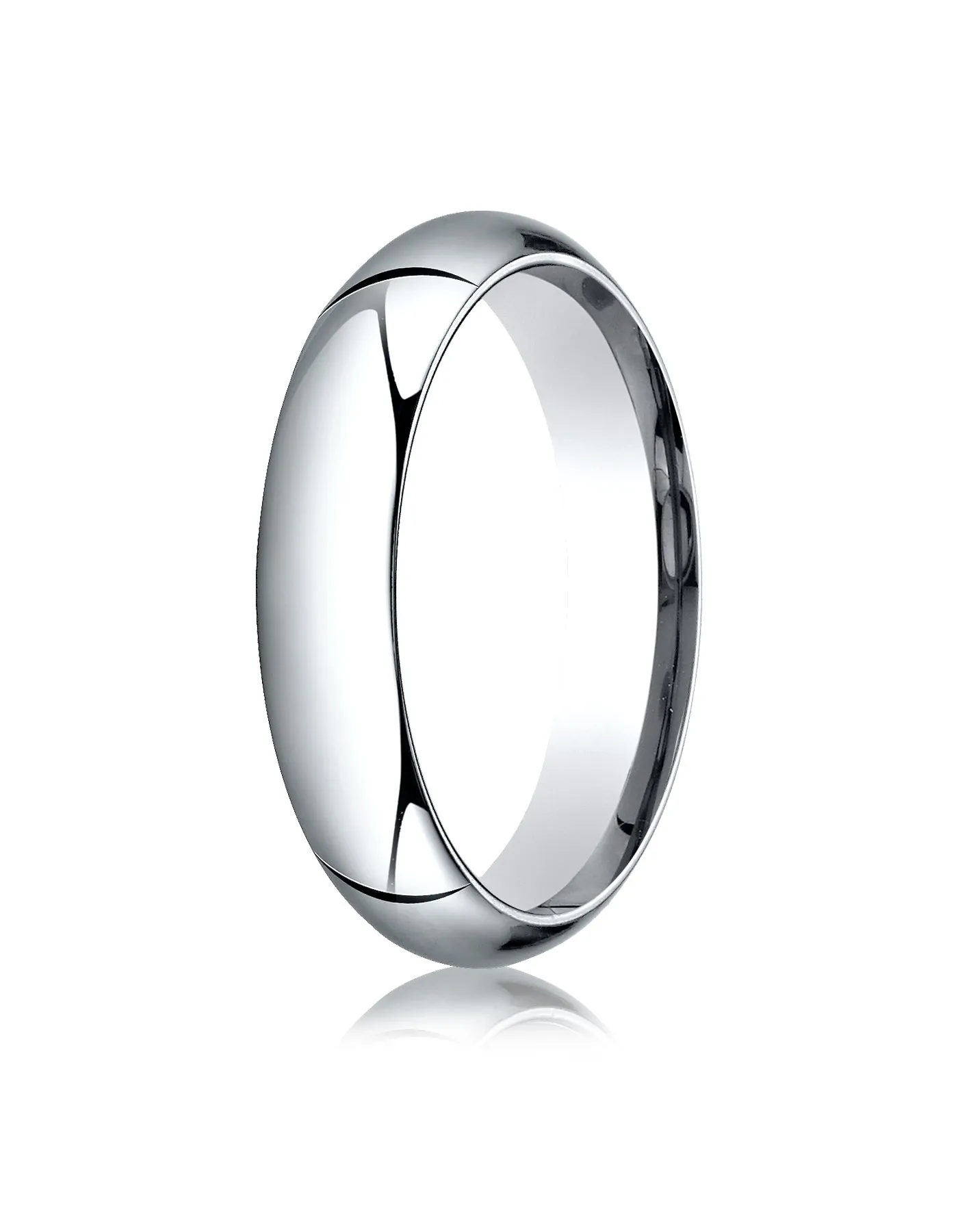 Benchmark 14K White Gold 5mm High Dome Heavy Comfort-Fit Wedding Band Ring (Sizes 4 - 15 )