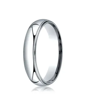 Benchmark 14K White Gold 5mm Slightly Domed Super Light Comfort-Fit Wedding Band Ring with Milgrain
