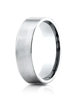 Benchmark 14k White Gold 6.5mm Comfort-Fit Satin-Finished Carved Design Band, (Size 4-14)