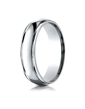 Benchmark 14K White Gold 6mm Comfort-Fit High Polished Carved Design Wedding Band Ring