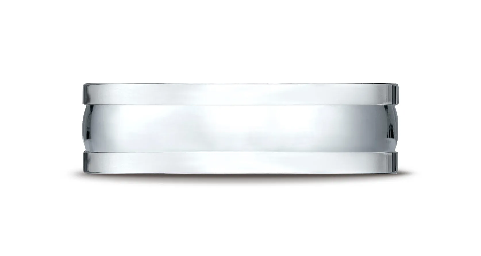 Benchmark 14K White Gold 6mm Comfort-Fit High Polished Squared Edge Carved Design Wedding Band Ring