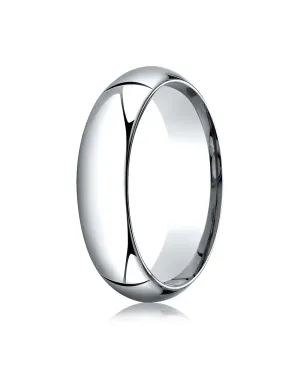 Benchmark 14K White Gold 6mm High Dome Heavy Comfort-Fit Wedding Band Ring (Sizes 4 - 15 )