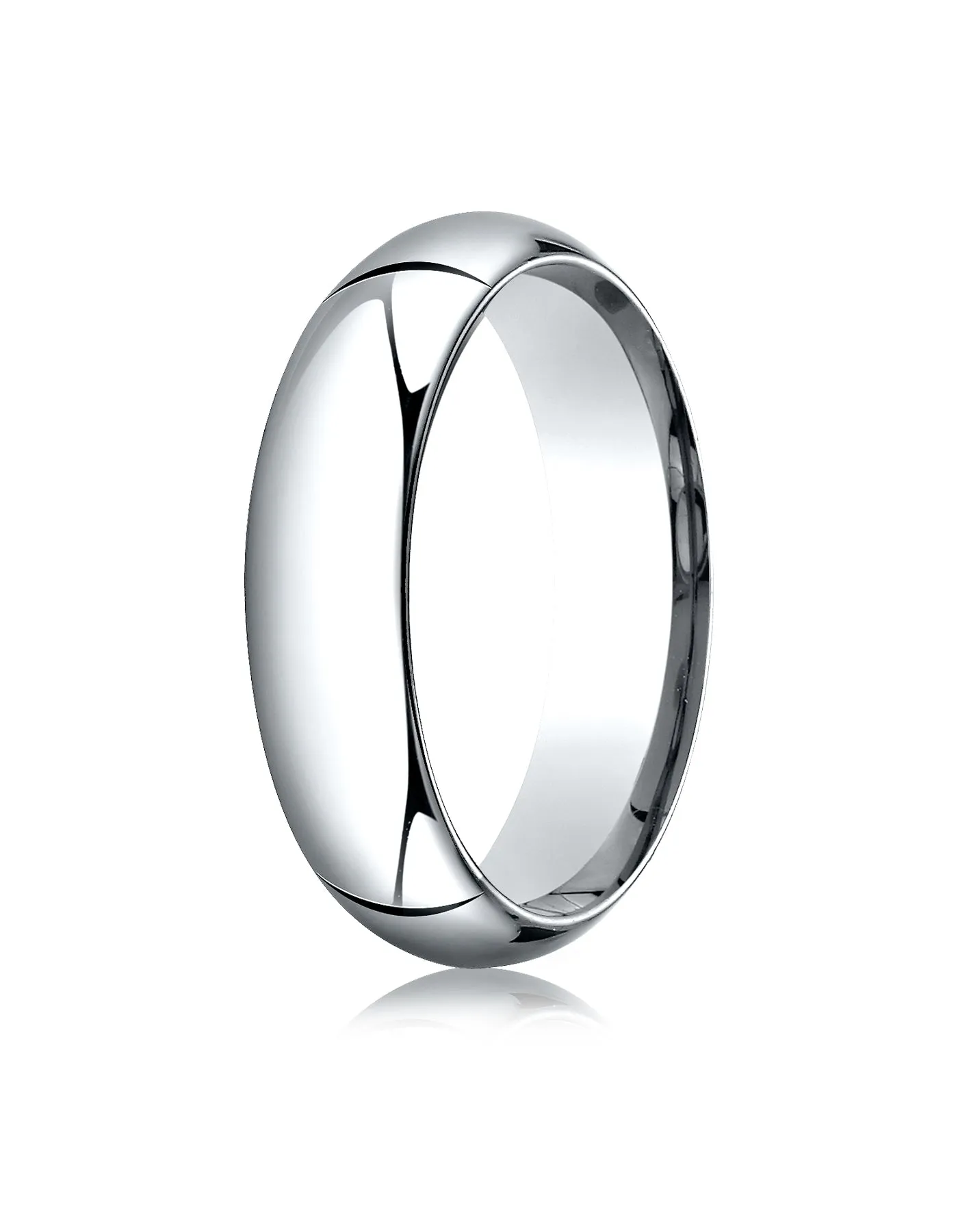 Benchmark 14K White Gold 6mm High Dome Heavy Comfort-Fit Wedding Band Ring (Sizes 4 - 15 )