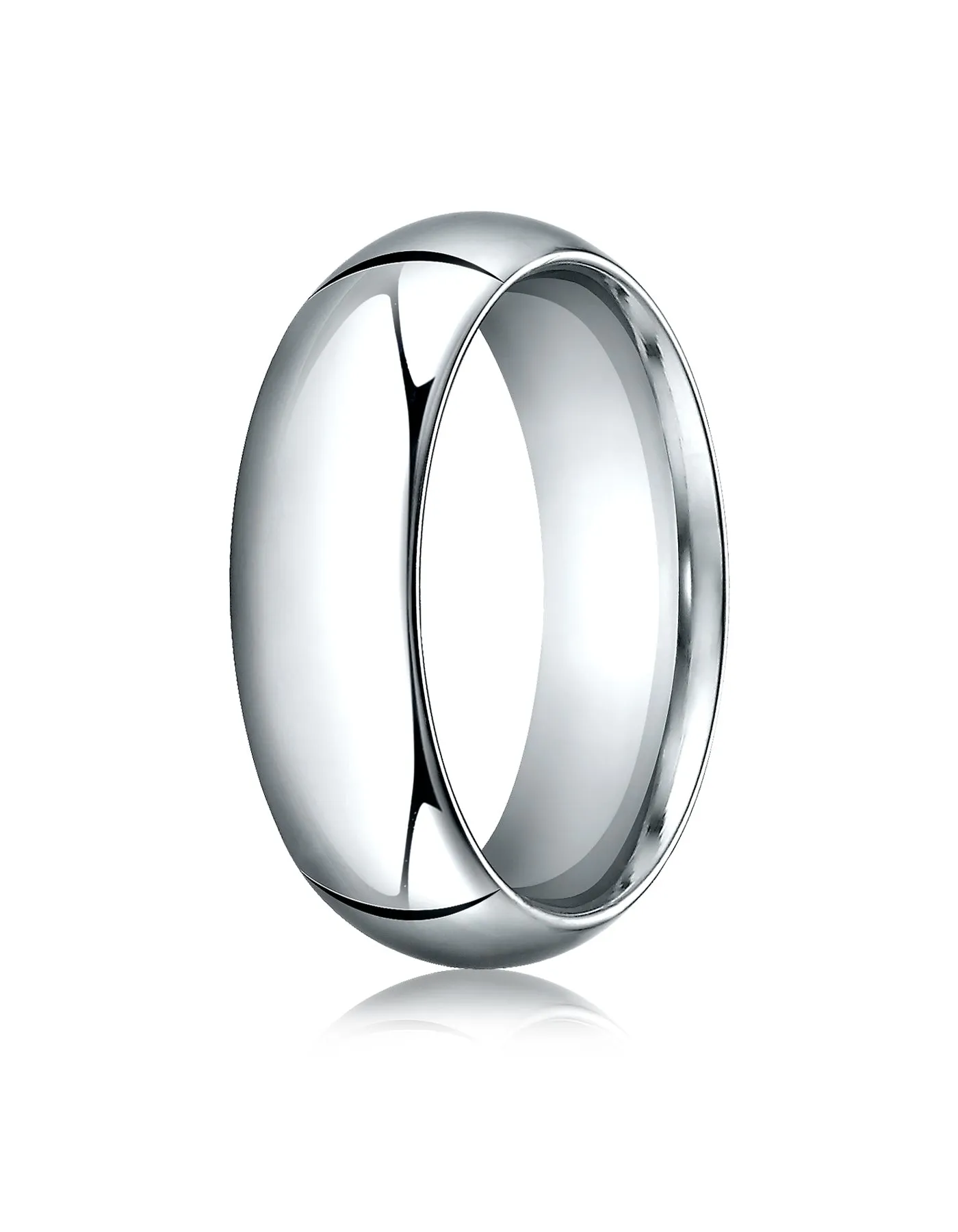 Benchmark 14K White Gold 7mm High Dome Heavy Comfort-Fit Wedding Band Ring (Sizes 4 - 15 )