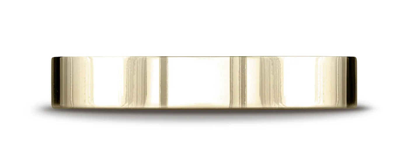 Benchmark 14K Yellow Gold 4mm Flat Comfort-Fit Wedding Band Ring (Sizes 4 - 15 )