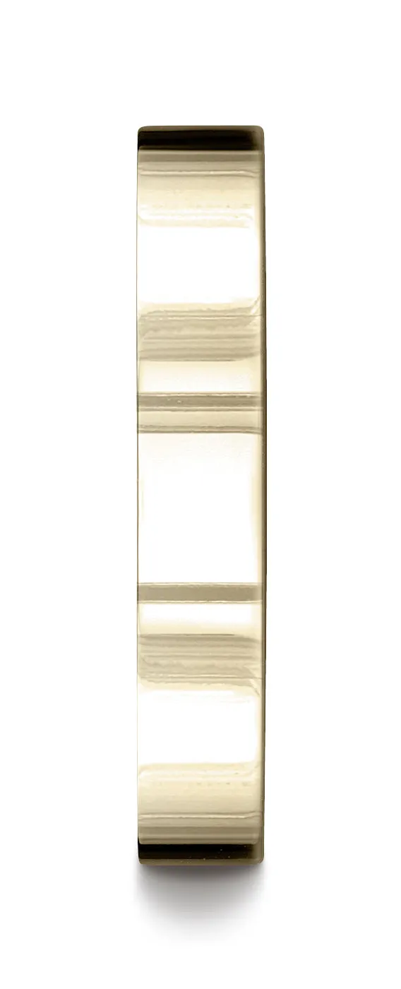 Benchmark 14K Yellow Gold 4mm Flat Comfort-Fit Wedding Band Ring (Sizes 4 - 15 )