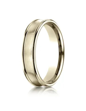 Benchmark 14K Yellow Gold 5.5mm Comfort-Fit Concave Round Edge Satin Center Design Wedding Band Ring
