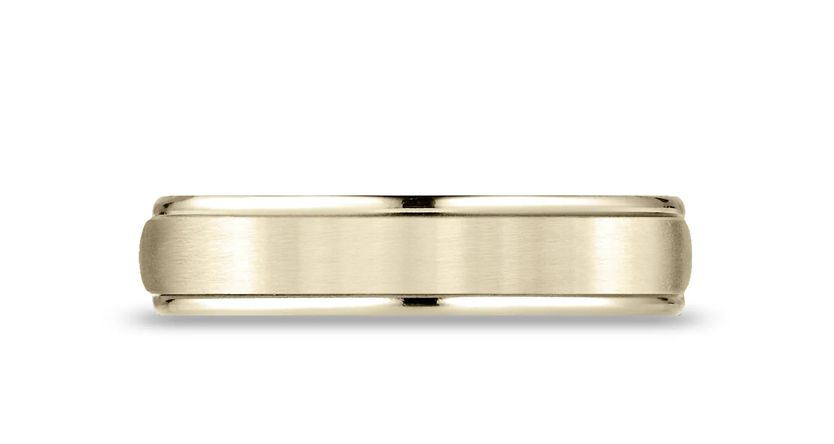 Benchmark 14k Yellow Gold 5mm Comfort-Fit Satin Finish, Polished Round Edge Carved Design Band